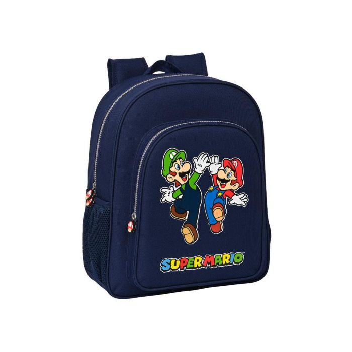 Mochila Escolar Super Mario Azul marino 32 X 38 X 12 cm