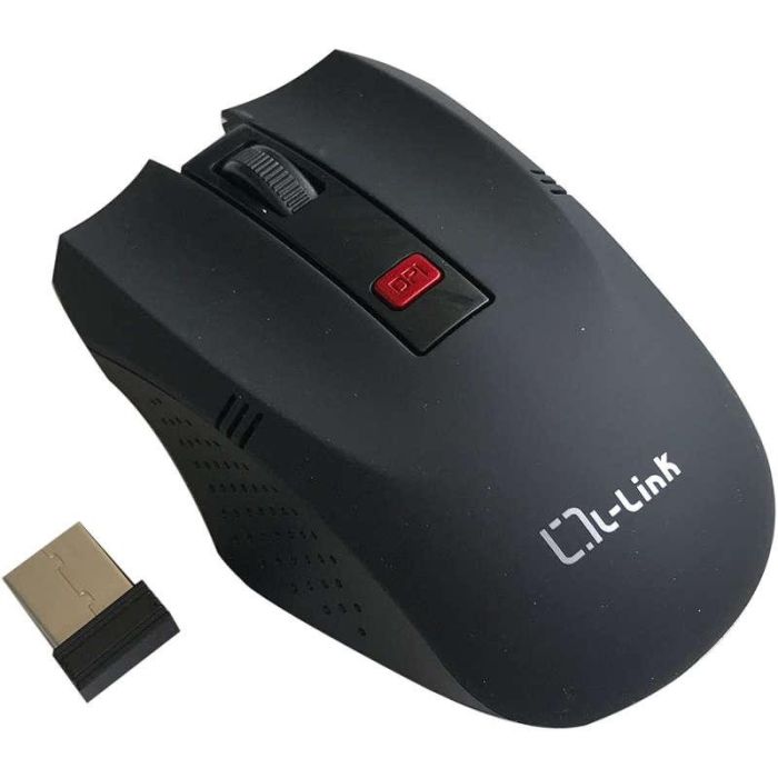 L-LINK Ratón Óptico Inalámbrico LL-2095-N, 1600 DPI, 2.4GHz, Negro, Ergonómico, para Oficina 1
