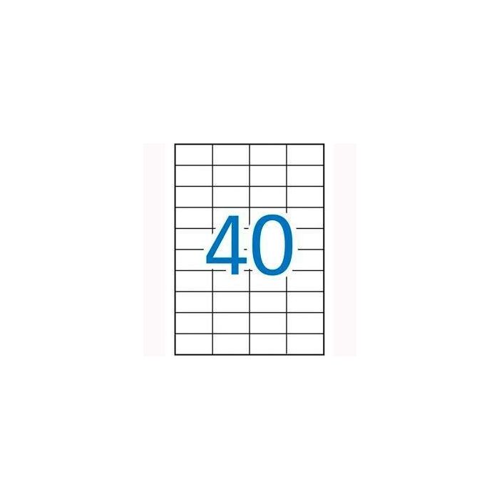 Apli Etiquetas Adhesivas 52,5x29,7 mm para Inkjet y Láser, 100 Hojas (4.000 Etiquetas), Blanco