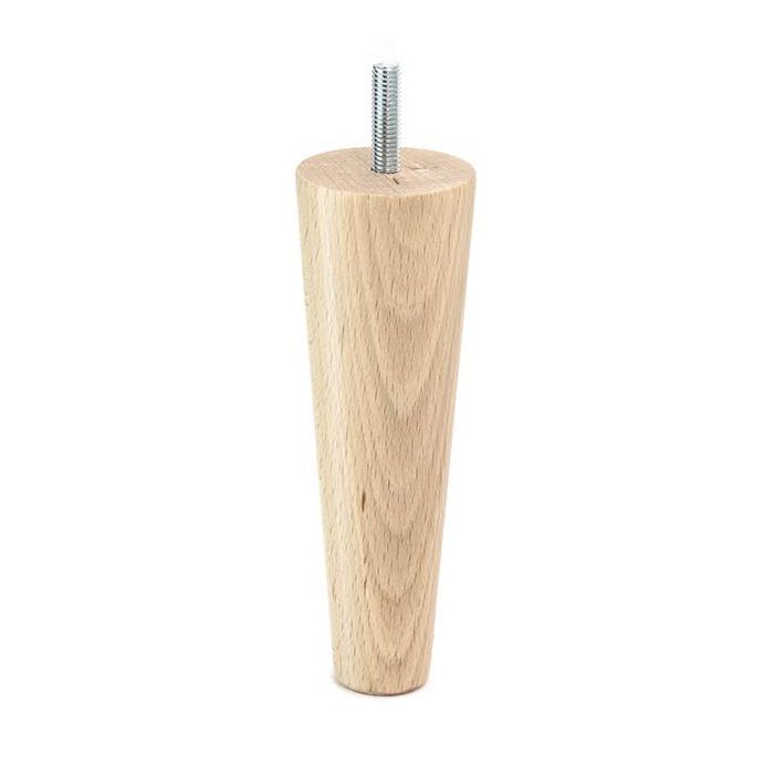 Q&Q H150 M8 Pata Cónica de Madera de Haya Natural para Sofá o Mueble - Rosca M8, Altura 150mm - Fabricada en España