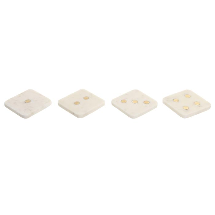 Posavasos Glam DKD Home Decor Blanco Dorado 10 x 5 x 10 cm Set de 4 (2 Unidades) 2 Posavasos Glam DKD Home Decor Blanco Dorado 10 x 5 x 10 cm Set de 4 (2 Unidades) 2