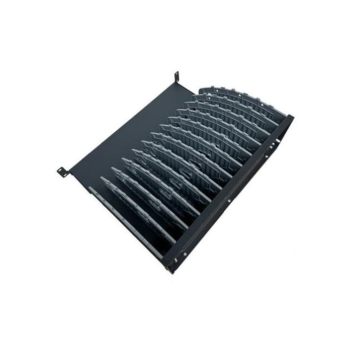 Ewent EW1721 Estación de Carga Organizador para 12 Portátiles Tablets Smartphones Rack 19" Gestión Cables Divisores Extraíbles Negro 1