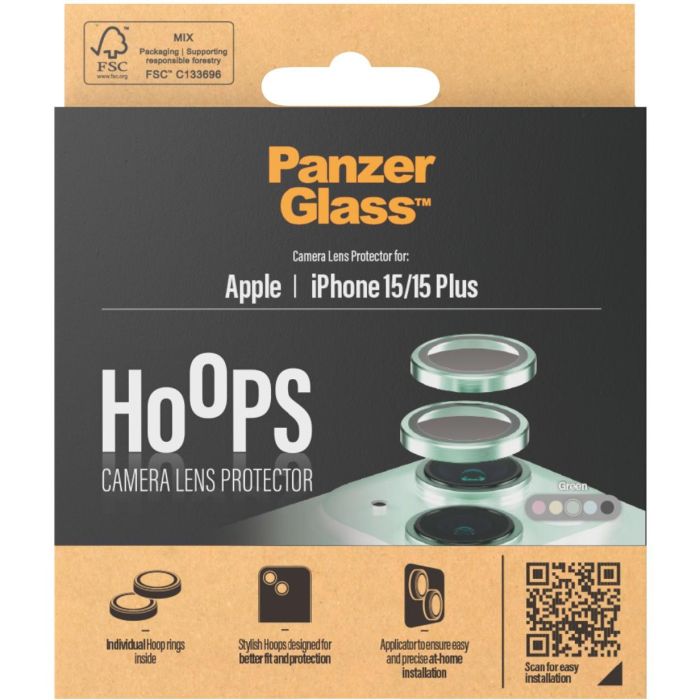 PanzerGlass Hoops Protector Cámara iPhone 15 y 15 Plus Verde 2