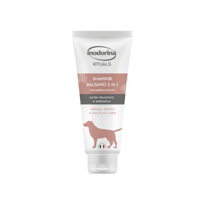 Inodorina Rituals Champú Y Bálsamo 2 en 1 para Perros y Gatos con Extractos Naturales para Todo Tipo de Piel y Pelaje, 250 ml