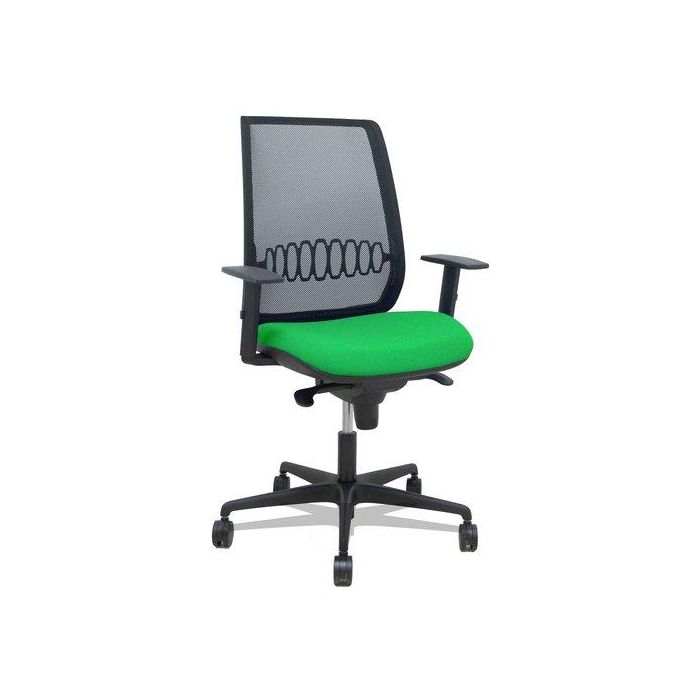 Silla Piqueras Y Crespo Alares Brazos Regulables Ergonomica Mecanismo Sincro Respaldo Malla Negra Asiento Tapizado Bali Verde