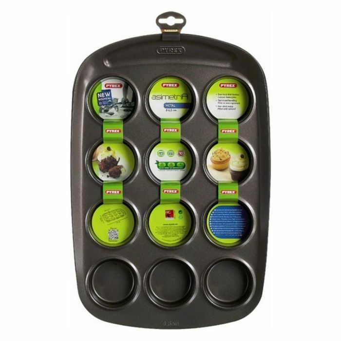Pyrex 1452002 Molde para Muffins Acero al Carbono Antiadherente 12 Agujeros 8 Pyrex 1452002 Molde para Muffins Acero al Carbono Antiadherente 12 Agujeros 8