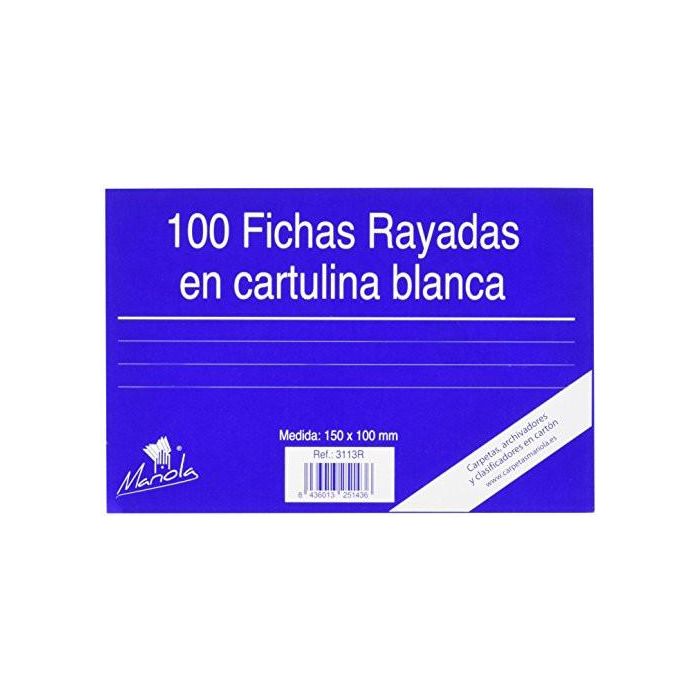 Mariola Ficha Rayada 150x100 mm Cartulina 180 gr Blanco Paquete De 100 Nº3