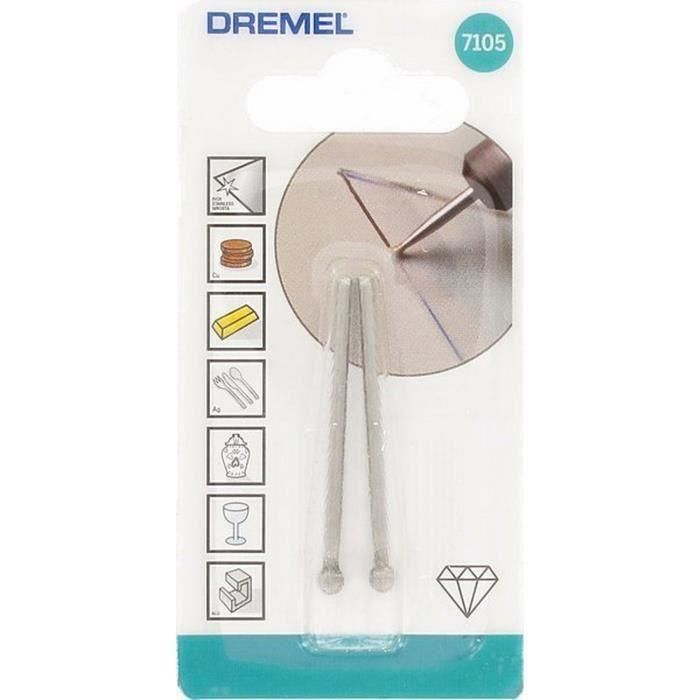 Dremel 7105 Lote de 2 Puntas de Diamante Ø 4.4mm para Grabado, Corte y Escultura en Madera, Cerámica, Metal, Vidrio y Piedra 1