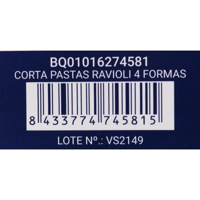 Quttin Corta Pastas Ravioli 4 Formas 30,5 cm x 11 cm x 6,3 cm (12 Unidades)