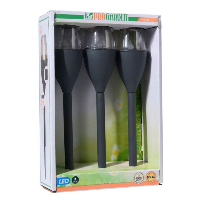 Ipae Progarden Set de 3 Lámparas Solares Gris Oscuro 21x8x31cm 1