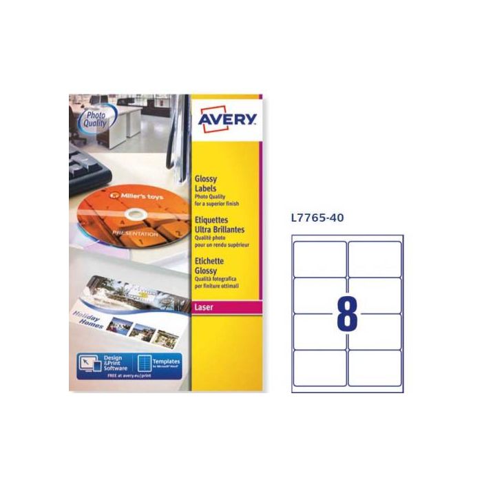 Avery L7765-40 Etiquetas Blancas Brillantes 99,1x67,7mm 40 Hojas 0 Avery L7765-40 Etiquetas Blancas Brillantes 99,1x67,7mm 40 Hojas 0