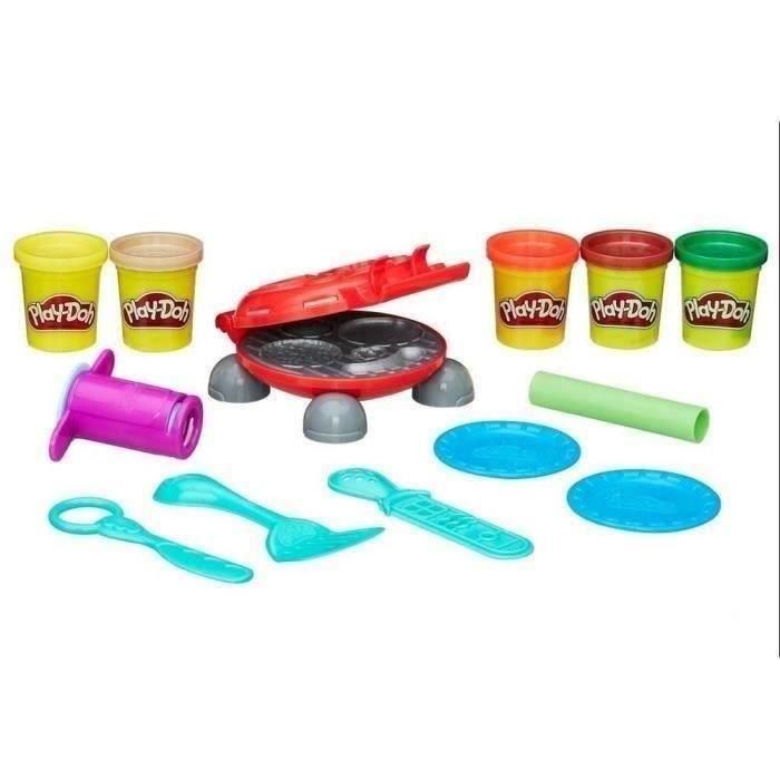 Play-Doh Juego Fiesta de Hamburguesas - Set de Plastilina con 5 Frascos, Parrilla, Moldes y Accesorios - Para Niños +3 Años 1