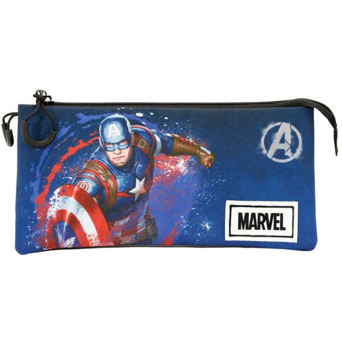 Estuche Portatodo Triple FAN Full Marvel Capitán América Azul 1