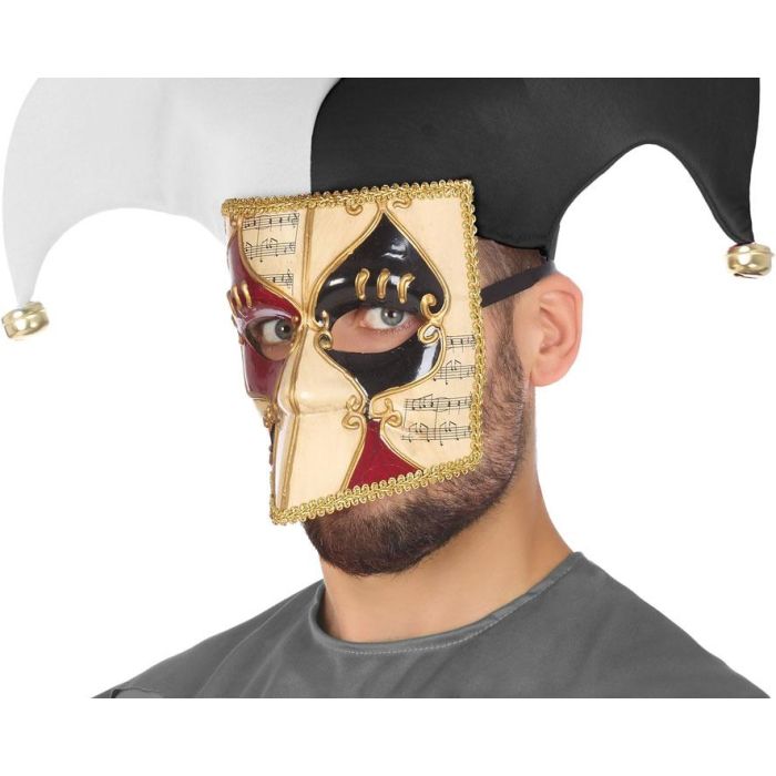 Máscara Veneciana Teatro con partituras y detalles dorados para disfraces de noble y músicos 0 Máscara Veneciana Teatro con partituras y detalles dorados para disfraces de noble y músicos 0