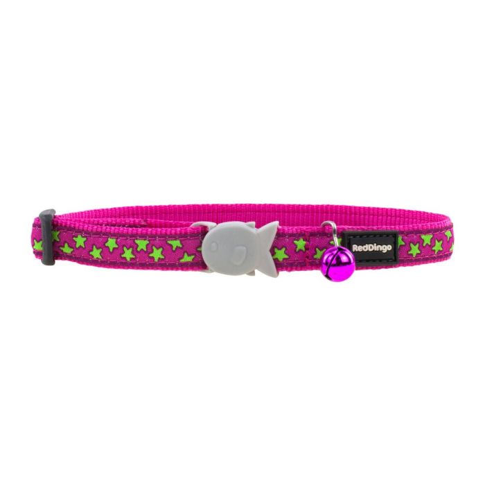 Collar Red Style Stars Lime On Hot Pink 20-32 cm 12 mm 2 Collar Red Style Stars Lime On Hot Pink 20-32 cm 12 mm 2