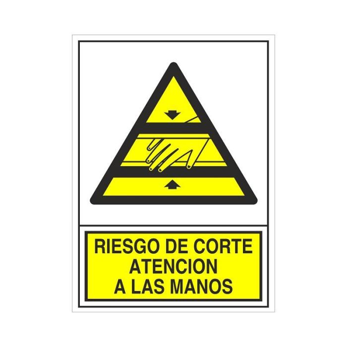 DUVER 396 Señal Adhesiva 148x105mm Atención Riesgo de Corte en Manos