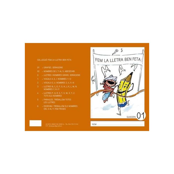 Cuaderno Rebost (Cat.) Fem La Lletra Ben Feta Majusculas Nº 01 (Set de 5)