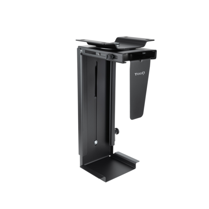 TooQ TQMUD01 Soporte Metálico para CPU PC Bajo Mesa o Pared Ajustable de Altura y Ancho, con Giro, hasta 10kg, Negro