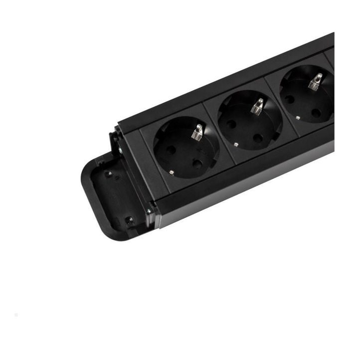 Bachmann PRIMO2 Regleta de Enchufes con 6 Tomas Schutzkontakt, Aluminio Negro, Cable 2m, IP20, Tipo F, Angular, Protección Infantil