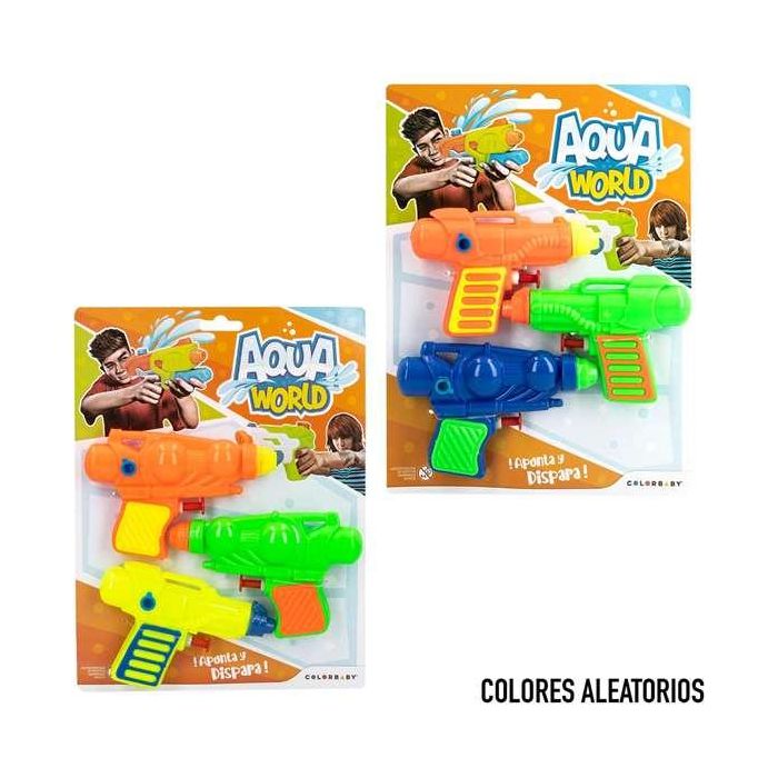 Color Baby Pistola de Agua Aqua World para Niños, Pack de 3 Modelos Surtidos, 19x3x25.5 cm, Juguete Acuático +3 años 3