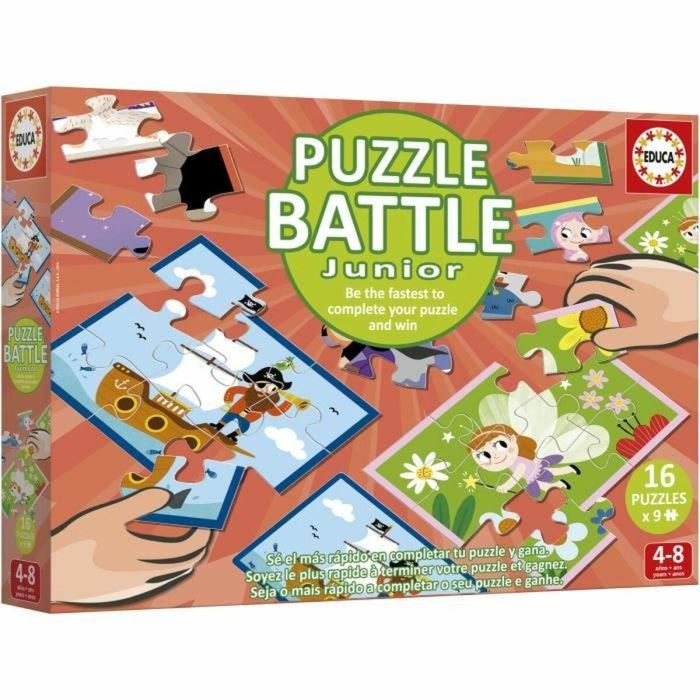 EDUCA AUC1740506778393 Puzzle Battle Jr Fantasy - 16 Puzzles Temática Fantasía para Niños a partir de 4 Años 1