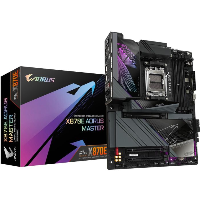 Gigabyte GA-X870E AORUS MASTER ATX Placa Base Socket AM5 para CPUs AMD Ryzen 9000, DDR5 8600MHz OC, Wi-Fi 7, LAN 5GbE, USB 4
