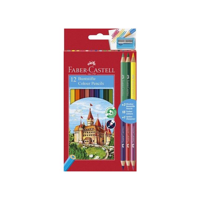 Lapices De Colores Faber-Castell Estuche De 12 + 3 Bicolor