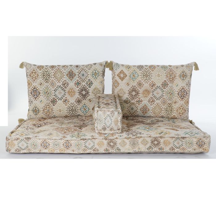 DKD Home Decor Sillón Sanki de Algodón Beige, Amarillo y Marrón, Acabado Desgastado, Altura Asiento 13 cm, 145x76x13 cm, Set de 4 0 DKD Home Decor Sillón Sanki de Algodón Beige, Amarillo y Marrón, Acabado Desgastado, Altura Asiento 13 cm, 145x76x13 cm, Set de 4 0