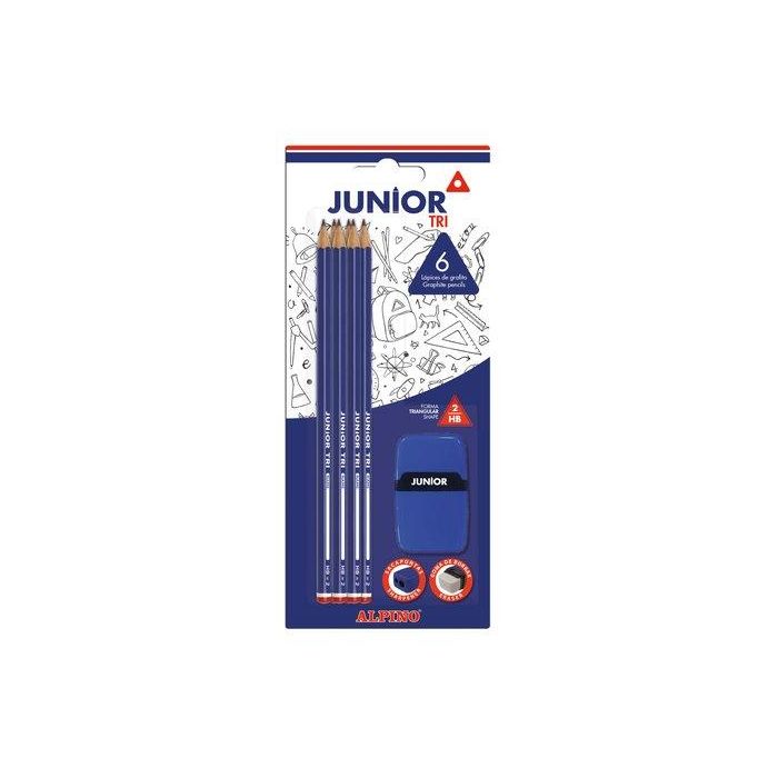 Lapiz De Grafito Alpino Junior - Hb Tri Blister De 6 Y Afilagoma (Set de 25)