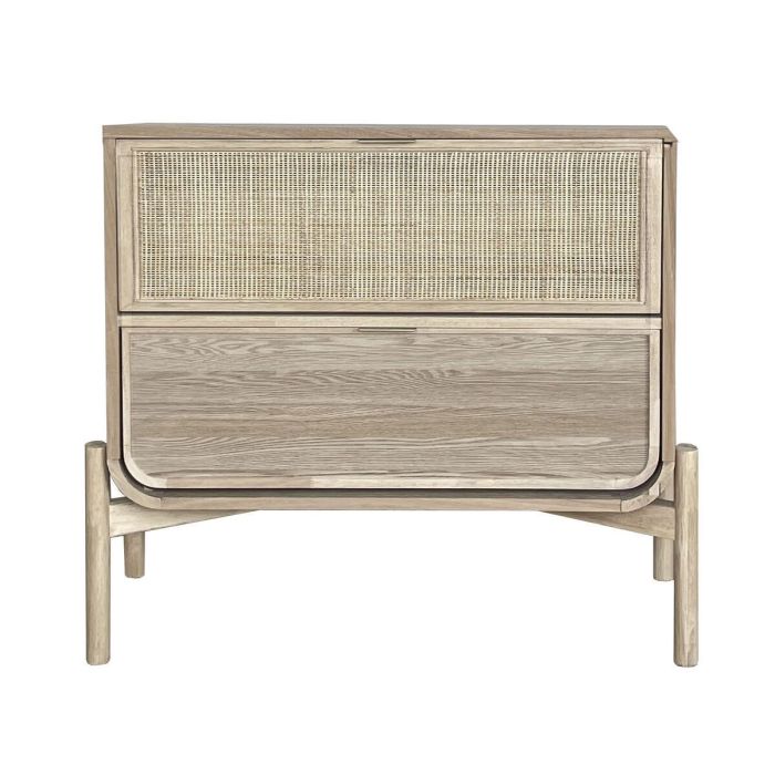 DKD Home Decor Mesita de Noche Tropical de Abeto y Ratán Natural 38 x 50 x 58 cm con 2 Cajones 1 DKD Home Decor Mesita de Noche Tropical de Abeto y Ratán Natural 38 x 50 x 58 cm con 2 Cajones 1