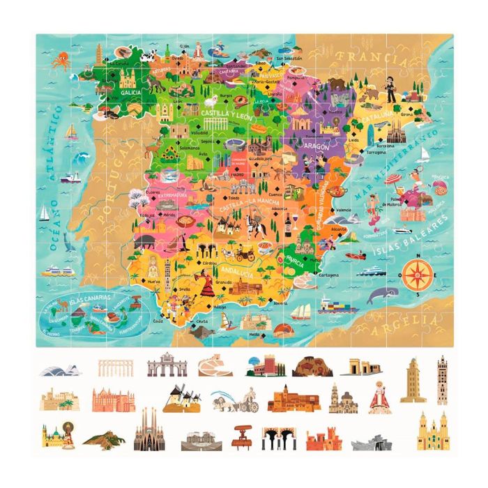 Headu Juego Educativo Descubre España Mapa con Figuras 3D para Niños 5-10 Años 2
