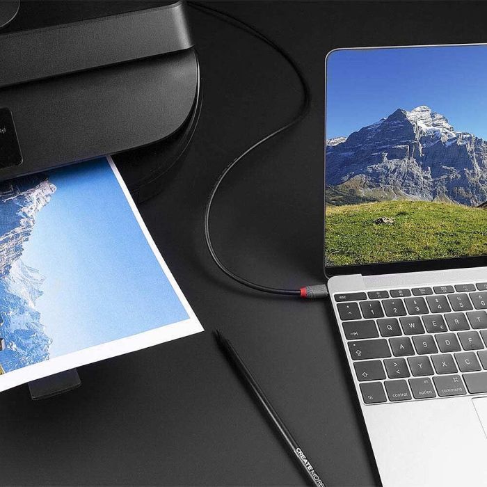 LINDY 1m USB 2.0 Typ C an B Kabel, Anthra Line 3 LINDY 1m USB 2.0 Typ C an B Kabel, Anthra Line 3