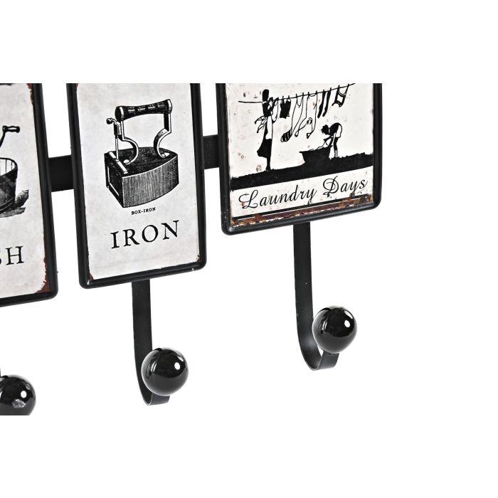 DKD Home Decor Set de 4 Percheros Colgadores de Pared Vintage Metálicos Negro Blanco 38 Ancho x 6 Fondo x 19 Alto cm 2 DKD Home Decor Set de 4 Percheros Colgadores de Pared Vintage Metálicos Negro Blanco 38 Ancho x 6 Fondo x 19 Alto cm 2