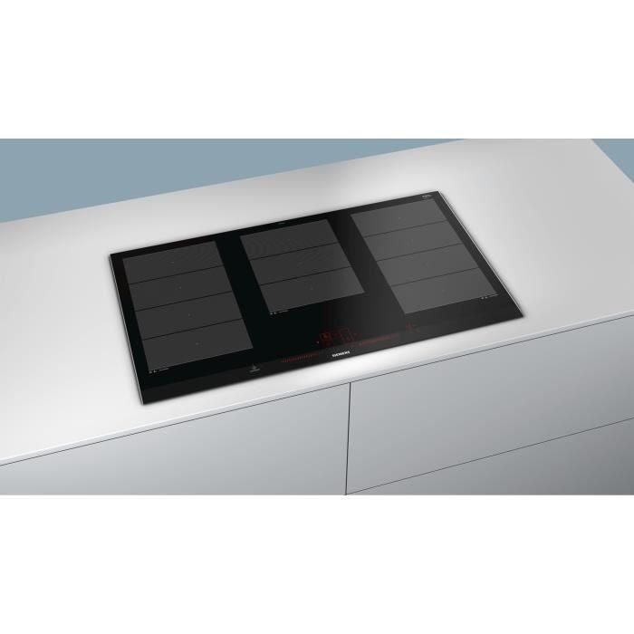 Placa de inducción SIEMENS EX975LXC1F - 5 zonas - 11100 W máx. - A 91.2 x P 52 cm - Revestimiento de vidrio - Negro - Perfil de acero inoxidable 3 Placa de inducción SIEMENS EX975LXC1F - 5 zonas - 11100 W máx. - A 91.2 x P 52 cm - Revestimiento de vidrio - Negro - Perfil de acero inoxidable 3