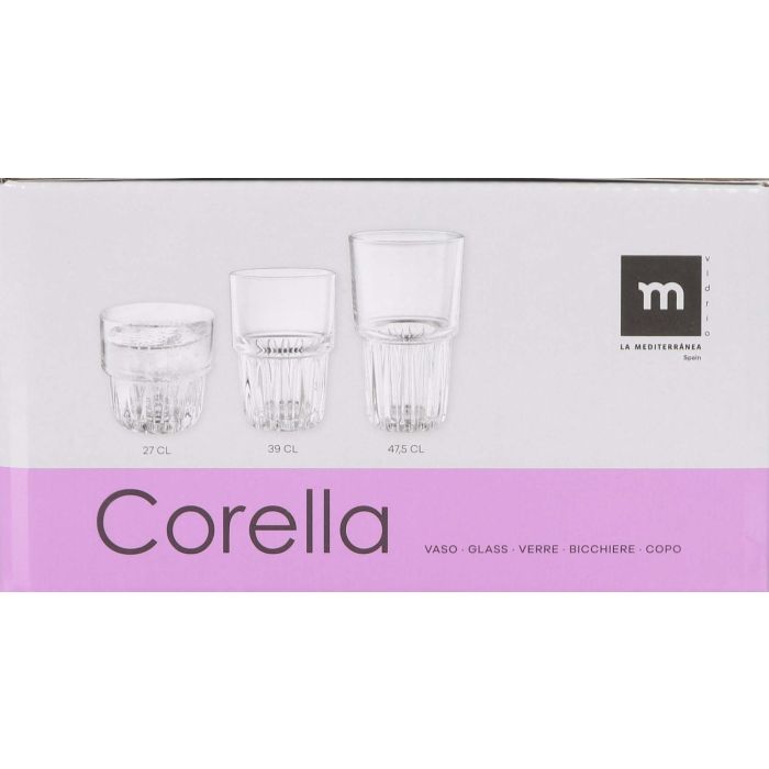 La Mediterranea Set 6 Vasos de Cristal Corella 270 ml para Agua Refresco Ø8.4x8.2 cm (8 Cajas) 2