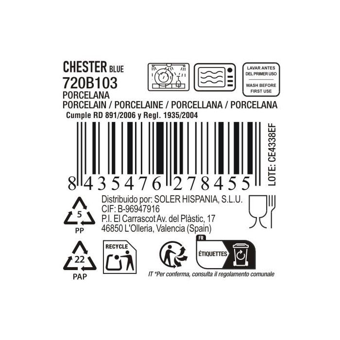 La Mediterranea Bandeja Oval 30.5 x 17.5 cm "Chester Blue" (8 Unidades) 2