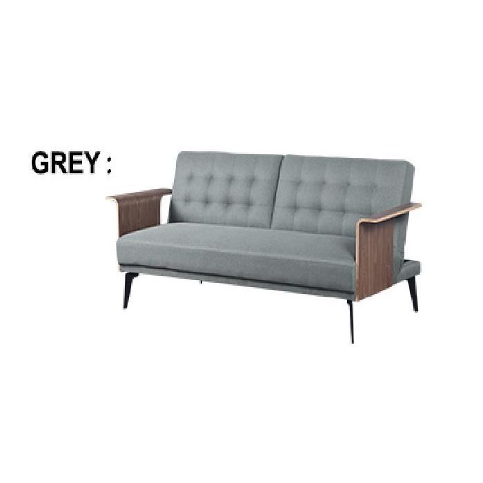DKD Home Decor Sofa Cama Urban Gris, Marrón y Negro Poliéster Eucalipto Metal Desmontable - 203x87x81cm - Altura Asiento 41cm