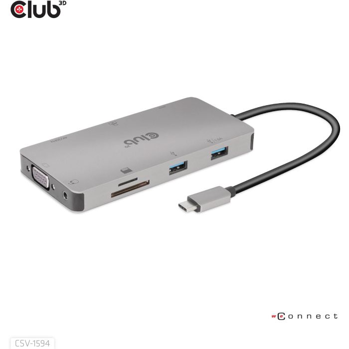 Club3D USB-C 9in1-HUB >HDMI/VGA/2xUSB/USB-C/RJ45/SD PD100W 0 Club3D USB-C 9in1-HUB >HDMI/VGA/2xUSB/USB-C/RJ45/SD PD100W 0