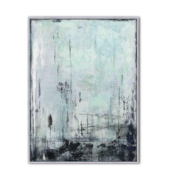 DKD Home Decor Cuadro Moderno Abstracto Azul Negro 80x60x3 cm Lienzo y PS - Decoración de Pared Hecha a Mano - Pack de 2 1