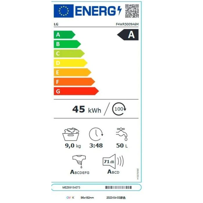 Lavadora LG F4WR5009A6M 60 cm 1400 rpm 9 kg 1 Lavadora LG F4WR5009A6M 60 cm 1400 rpm 9 kg 1