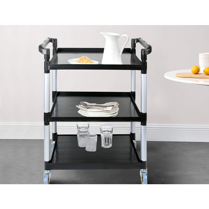 Q-connect Carro de Servicio Multifuncional con 3 Estantes de Polipropileno 830x420x970 mm 9