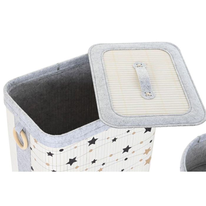 Cesta Ropa DKD Home Decor Blanco Gris 31 x 42 x 41 cm Set de 4 2