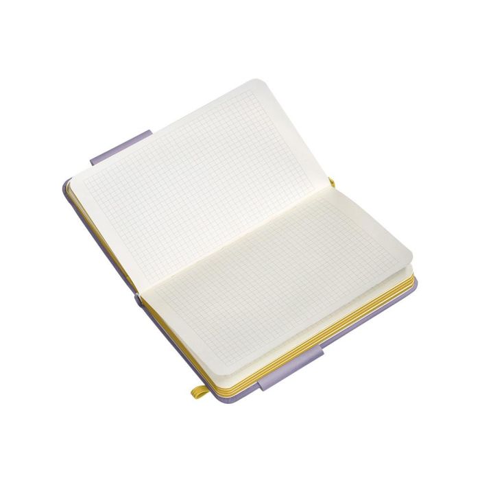 Cuaderno Con Gomilla Antartik Notes Tapa Dura A6 Hojas Cuadricula Morado Y Amarillo 100 Hojas 80 gr Fsc 8