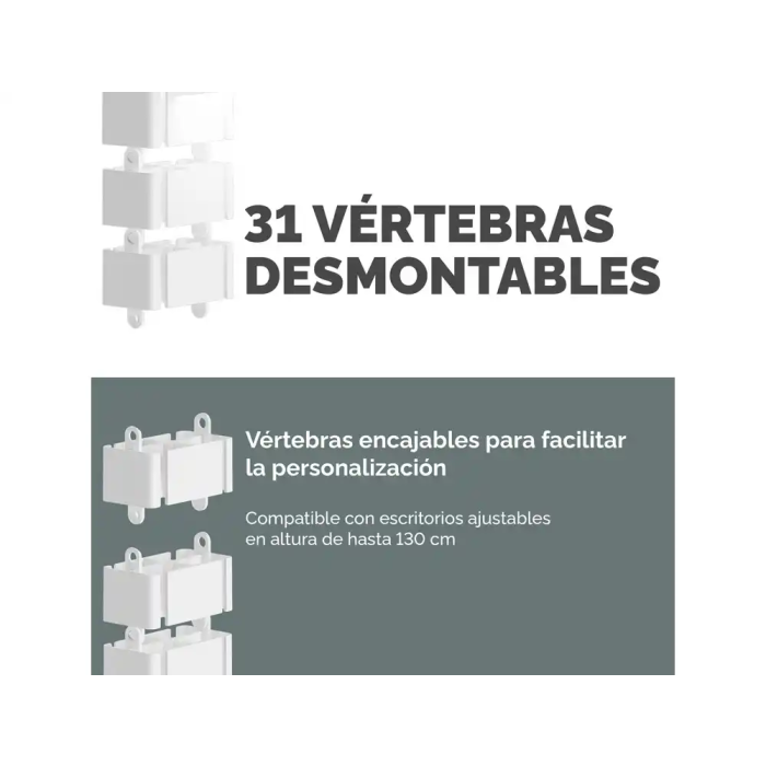 Fellowes 100136872 Organizador de Cables en Espiral Vértebra Pasacables Blanco 1.3m 5