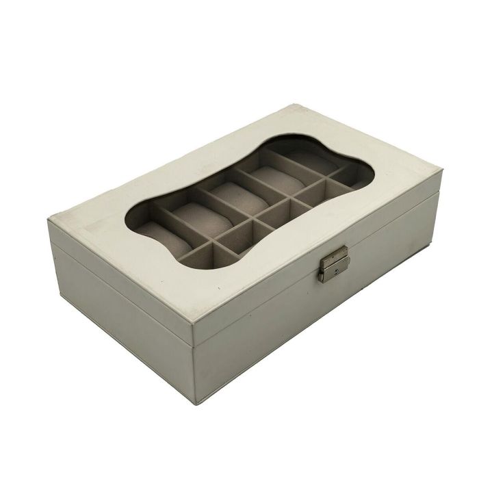 Caja para Relojes Versa Blanco Poliuretano Papel Espejo Madera MDF 20 x 8,5 x 32,5 cm 0 Caja para Relojes Versa Blanco Poliuretano Papel Espejo Madera MDF 20 x 8,5 x 32,5 cm 0