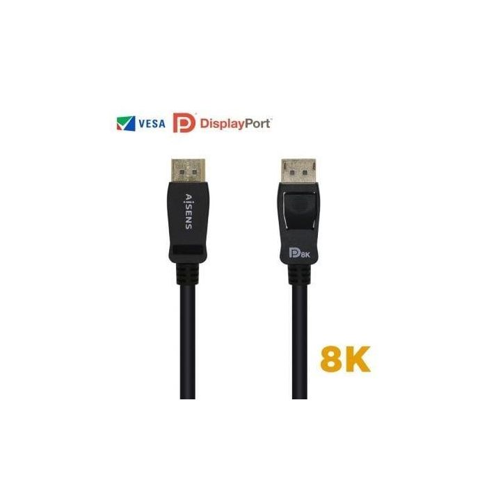 AISENS - CABLE DISPLAYPORT CERTIFICADO V1.4 8K@60HZ, DP/M-DP/M, NEGRO, 2.0M AISENS - CABLE DISPLAYPORT CERTIFICADO V1.4 8K@60HZ, DP/M-DP/M, NEGRO, 2.0M