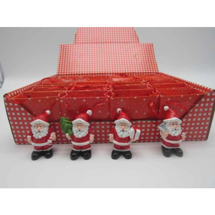 DKD Home Decor Figura Navidad Tradicional de Santa en Resina Rojo Blanco 2.5 x 4 x 3.5 cm (4 Unidades)