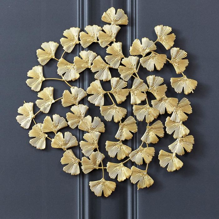 Home Deco Factory Mural Flores Metálico Ginkgo Mirage Decoración Pared d.48 cm 6