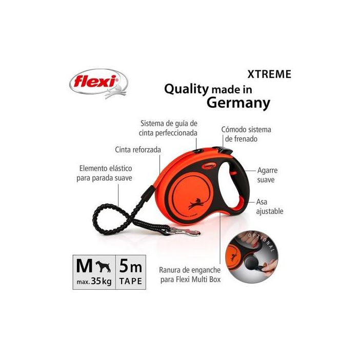 Flexi Correa Xtreme M Cinta 5M Negro-Naranja para Perros 1 Flexi Correa Xtreme M Cinta 5M Negro-Naranja para Perros 1