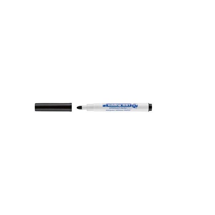 Edding Marcador Pizarra Blanca Negro Punta Redonda 1-2 mm (Set de 10) – Borrado en Seco, Secado Rápido, Tecnología Cap-Off (Set de 10)